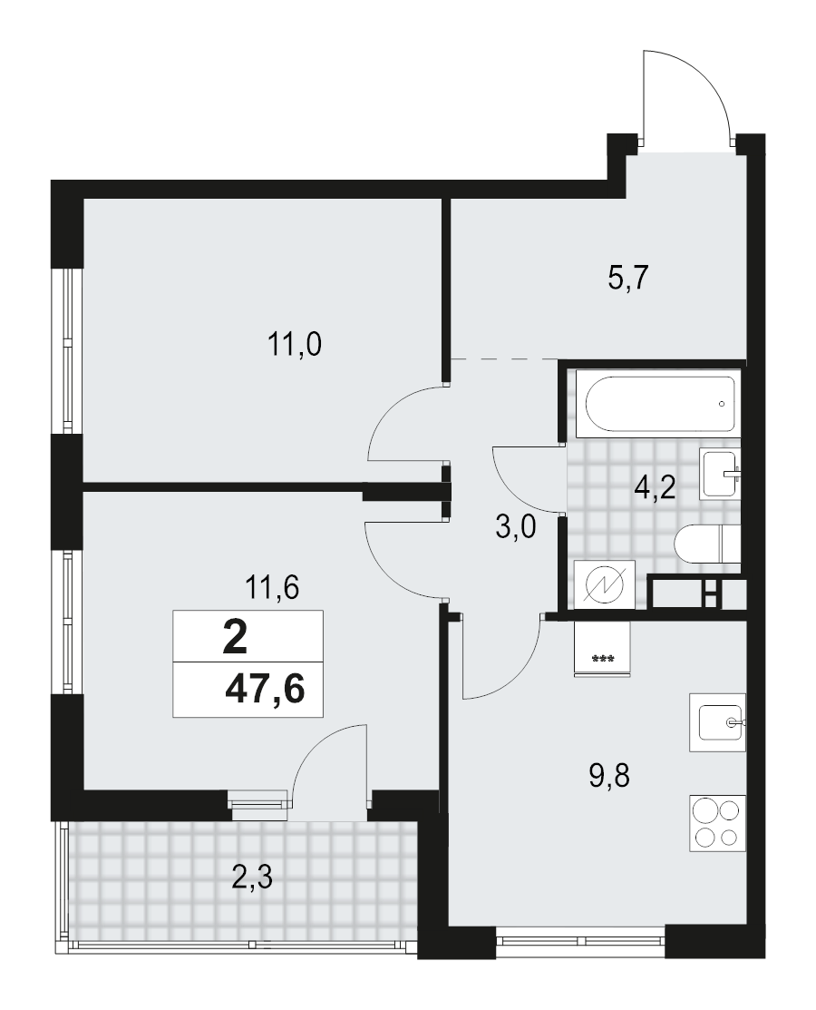 2 ккв 47,6 м²