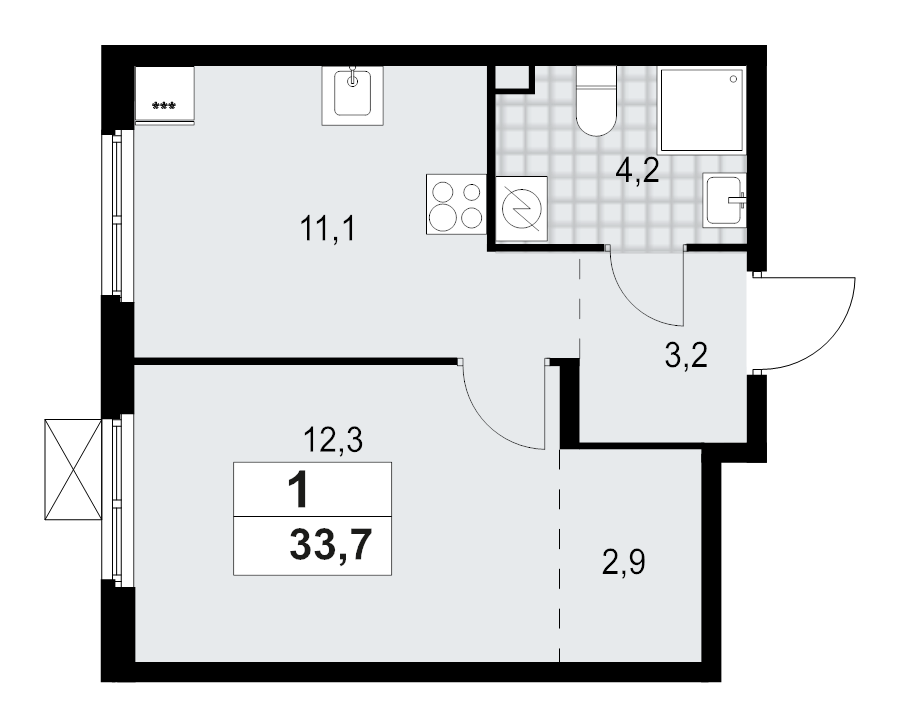 1 ккв 33,7 м²