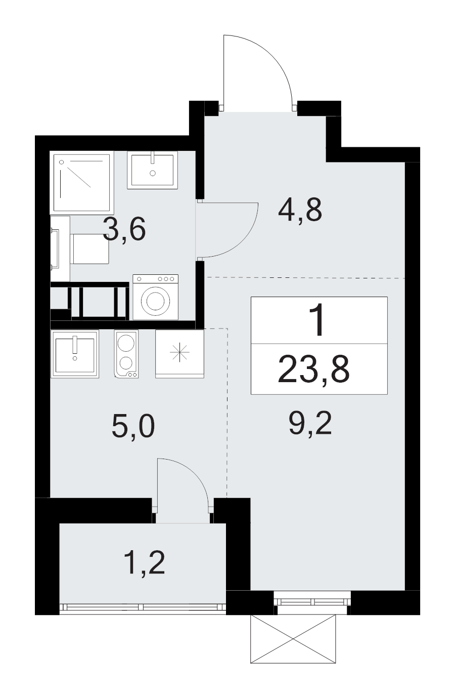 Студия 23,8 м²