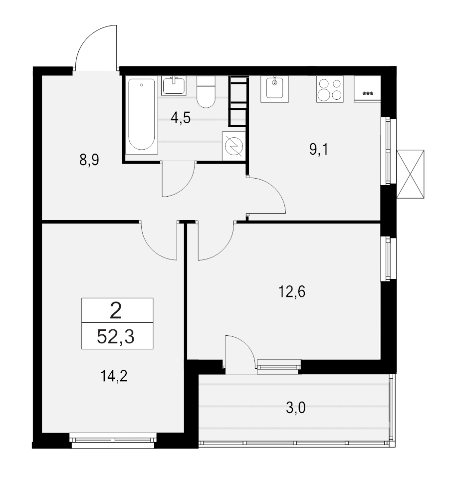 2 ккв 52,3 м²