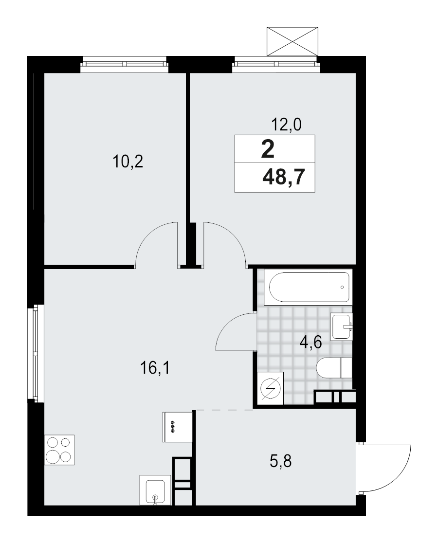 3 ккв (Евро) 48,7 м²