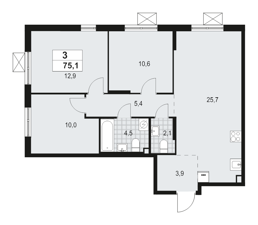 4 ккв (Евро) 75,1 м²
