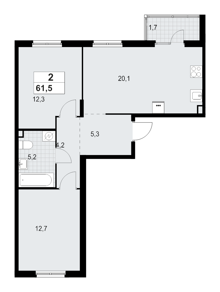3 ккв (Евро) 61,5 м²