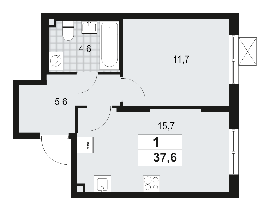 2 ккв (Евро) 37,6 м²