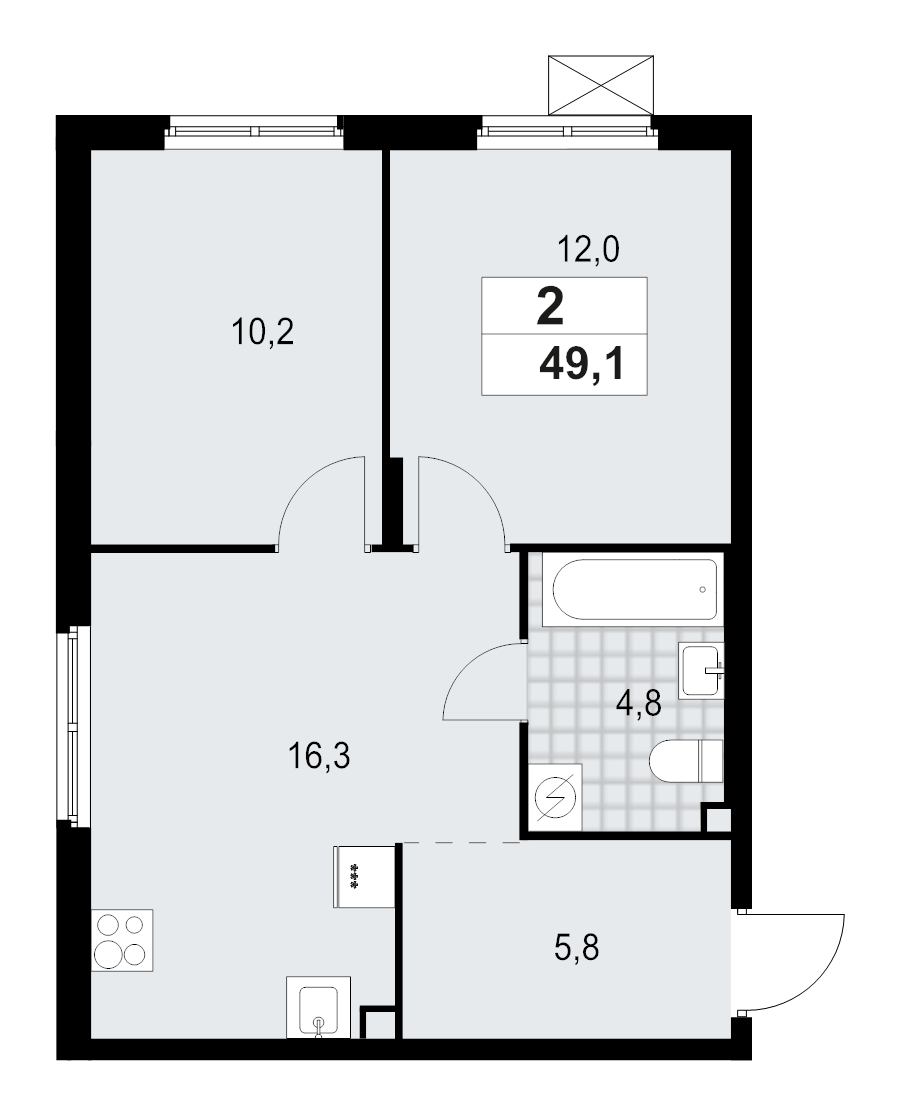 3 ккв (Евро) 49,1 м²