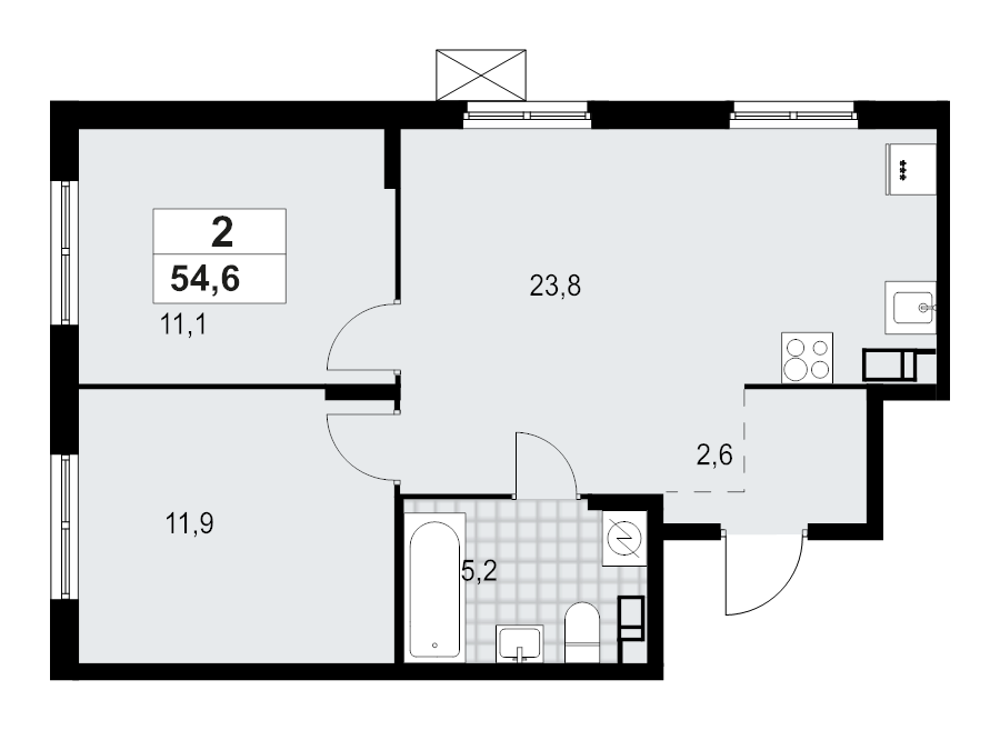 3 ккв (Евро) 54,6 м²