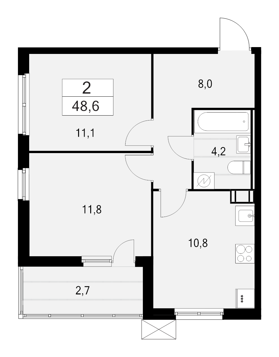 2 ккв 48,6 м²