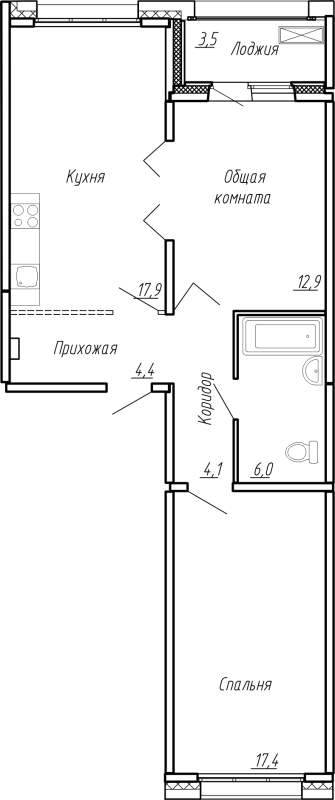 3 ккв (Евро) 66,2 м²