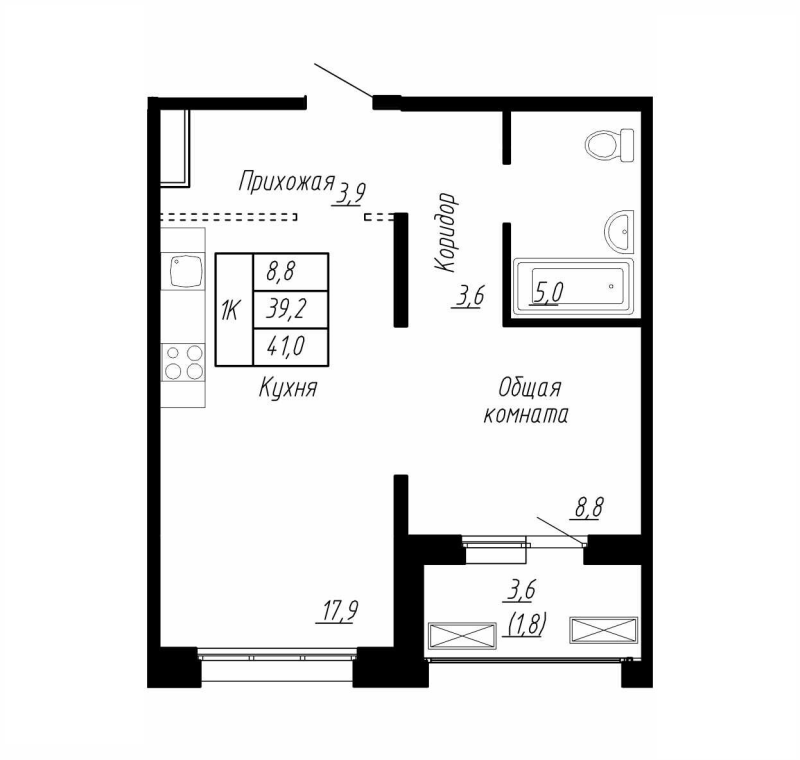 2 ккв (Евро) 41 м²
