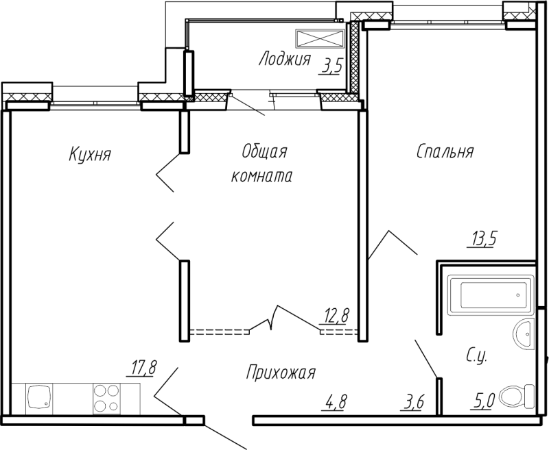 3 ккв (Евро) 61 м²
