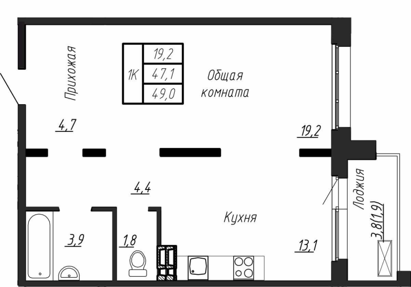 1 ккв 49 м²