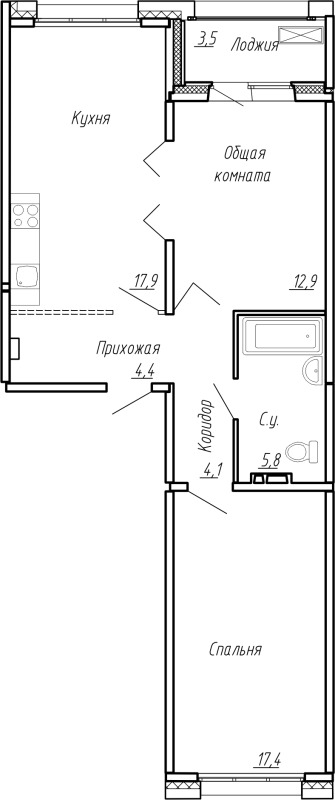 3 ккв (Евро) 66 м²