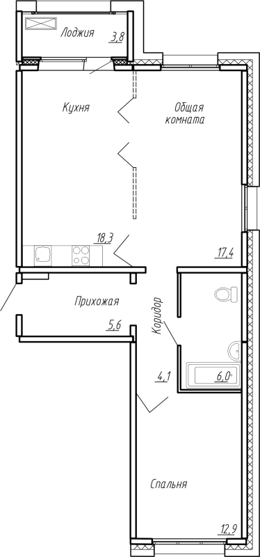 3 ккв (Евро) 68,1 м²