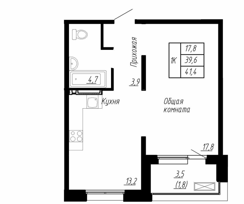 1 ккв 41,4 м²