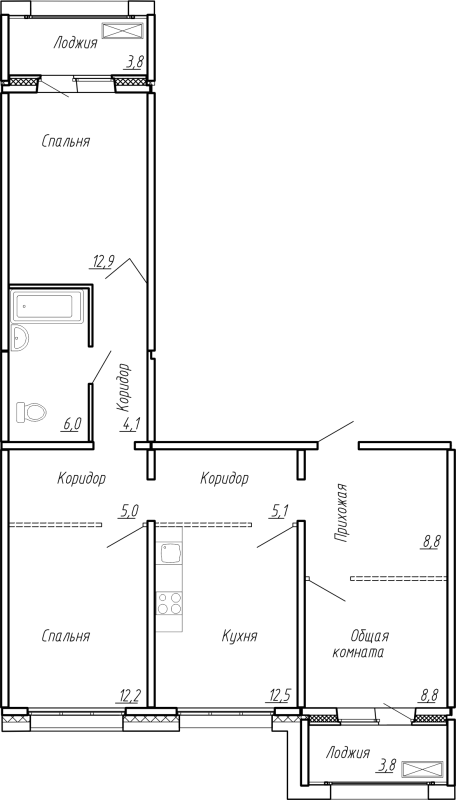 3 ккв 83 м²
