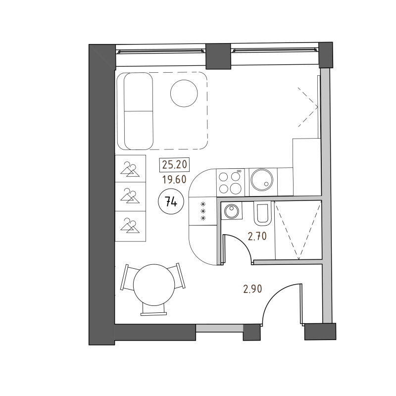 Студия 25,2 м²