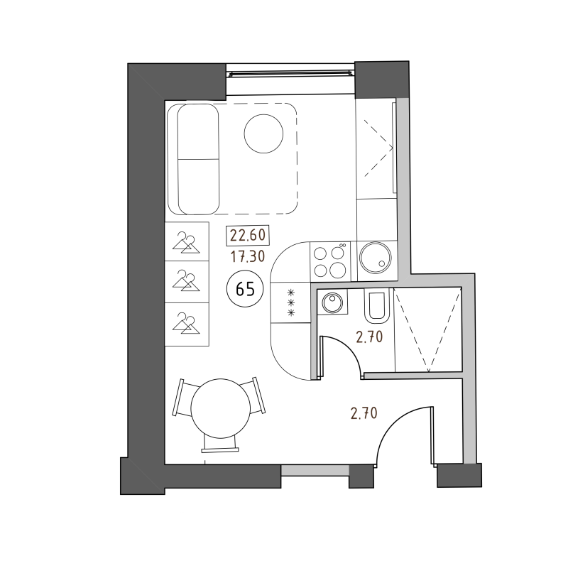 Студия 22,6 м²