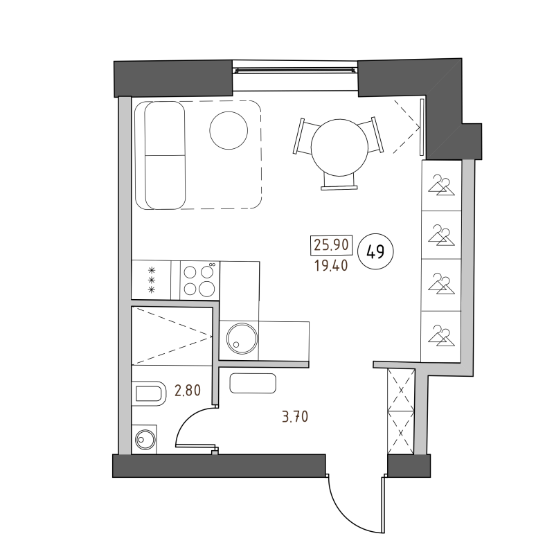Студия 25,9 м²