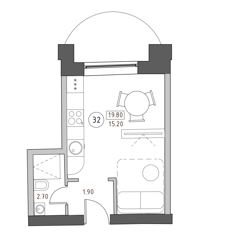 Студия 19,8 м²