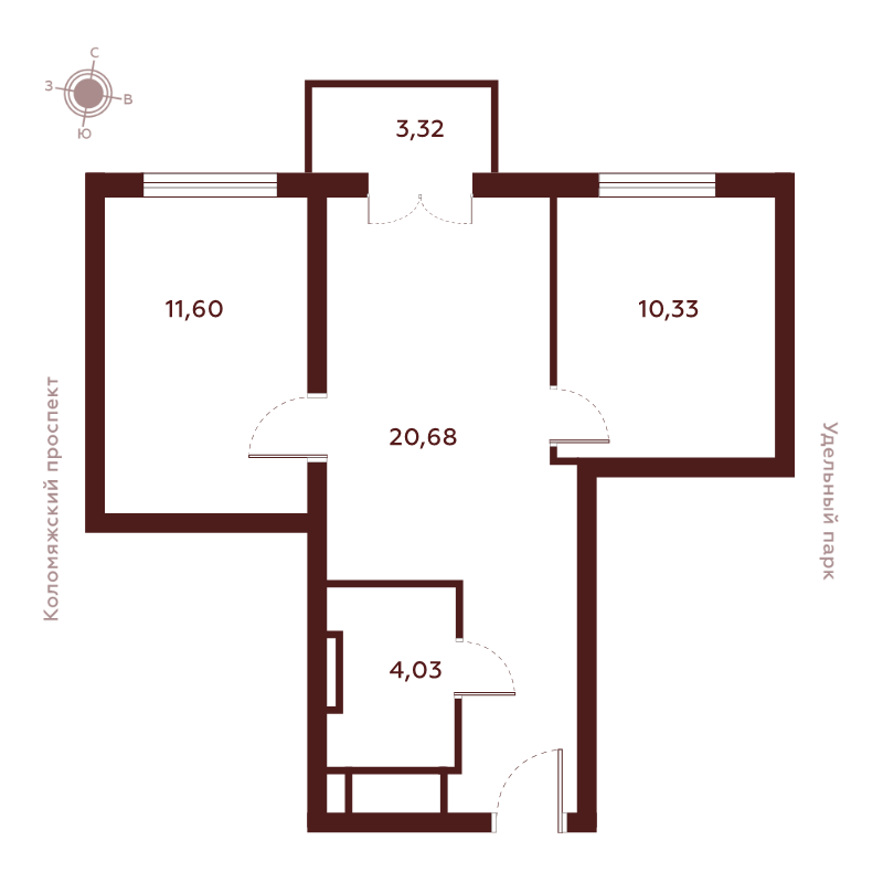 3 ккв (Евро) 49,9 м²