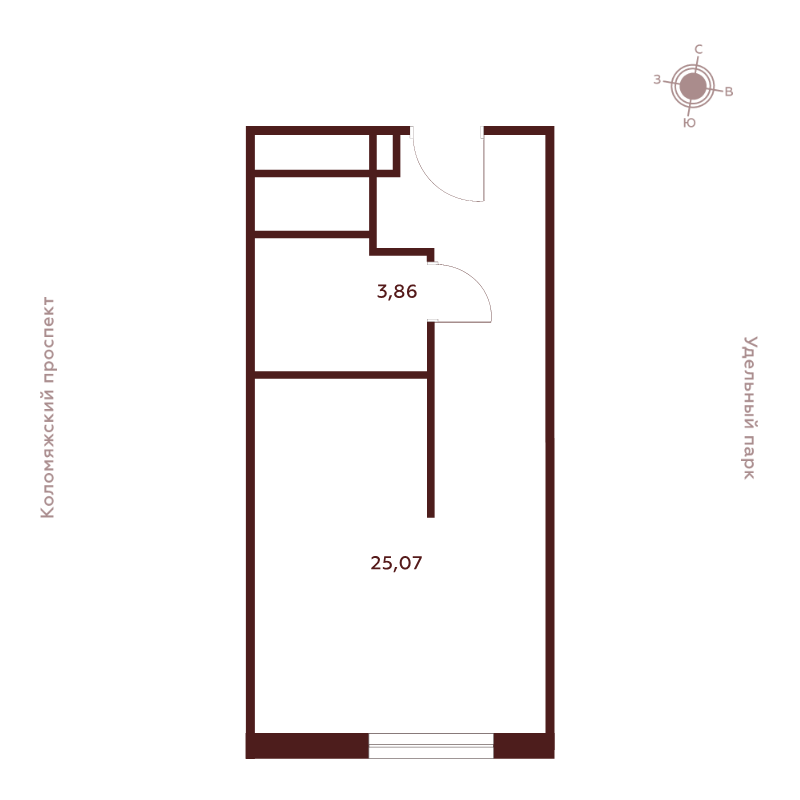 Студия 28,9 м²