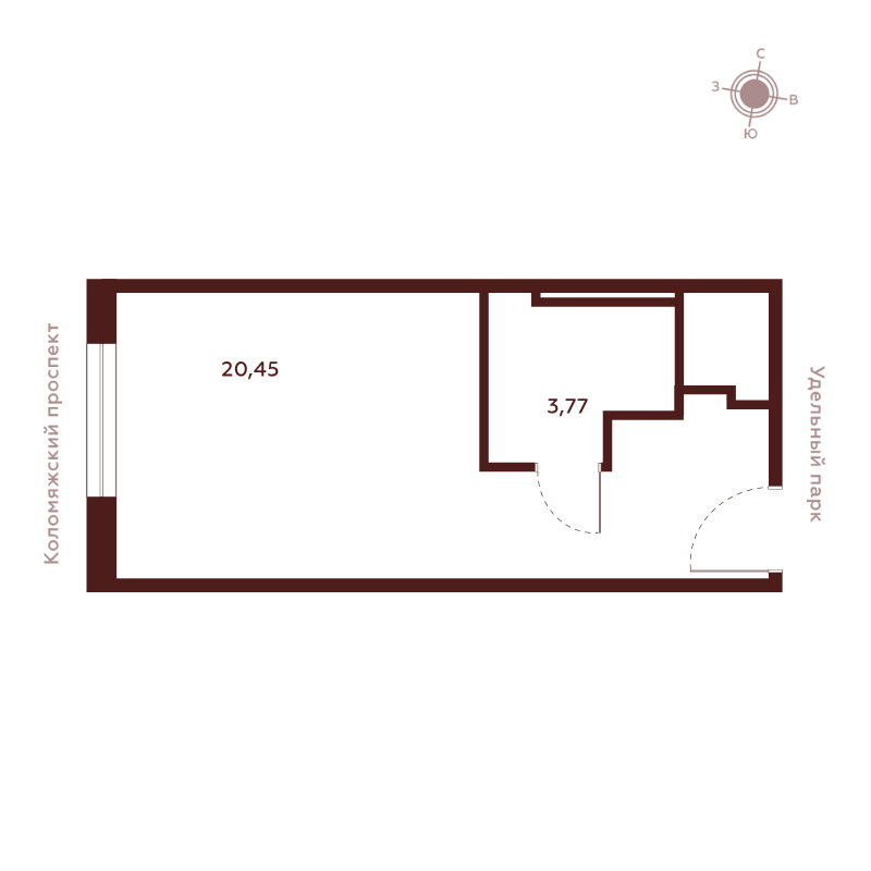 Студия 24,3 м²