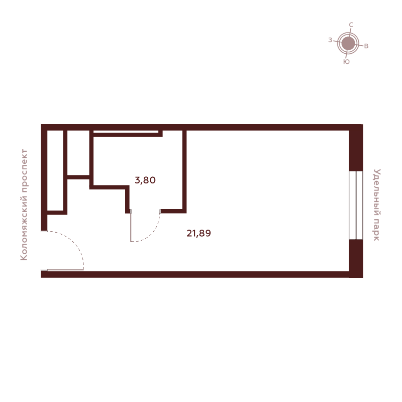 Студия 25,7 м²
