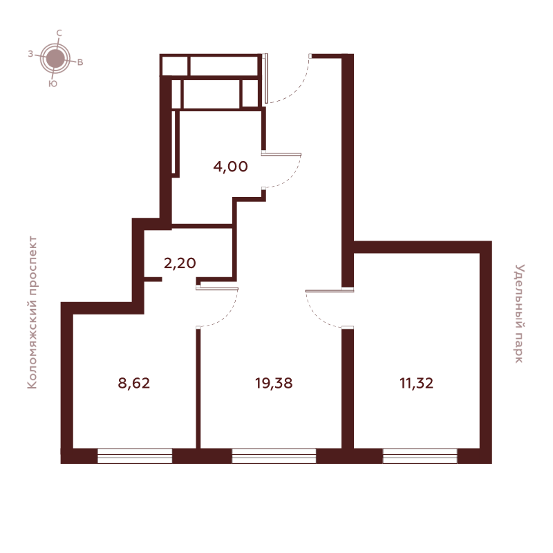 3 ккв (Евро) 45,8 м²