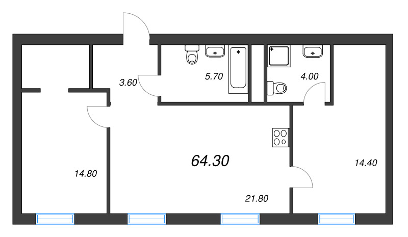 2 ккв 66,4 м²