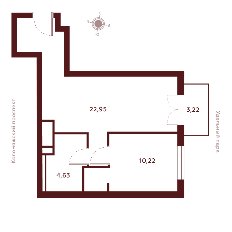 2 ккв (Евро) 41 м²