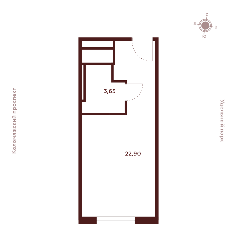 Студия 26,6 м²