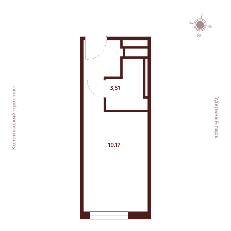 Студия 22,7 м²