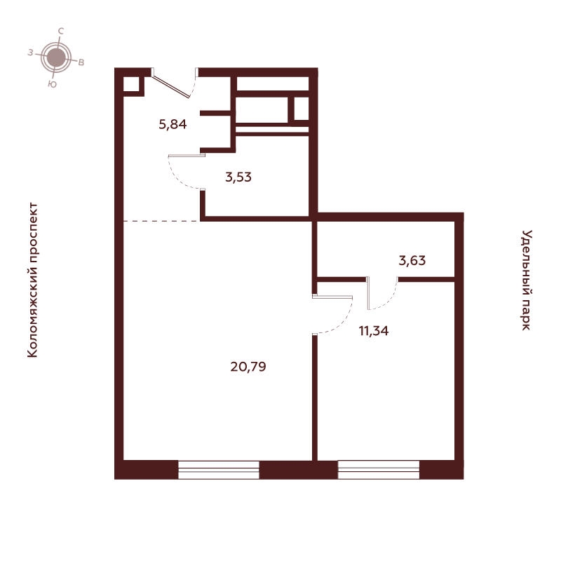 2 ккв (Евро) 40,8 м²