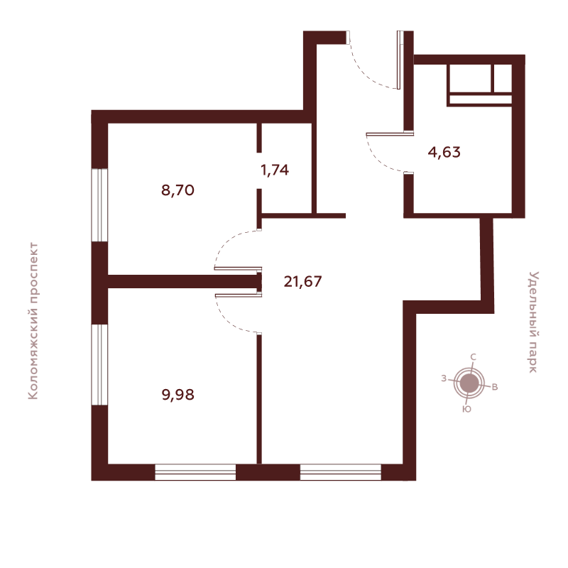3 ккв (Евро) 47,1 м²