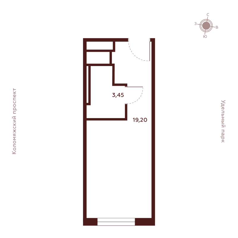 Студия 22,7 м²