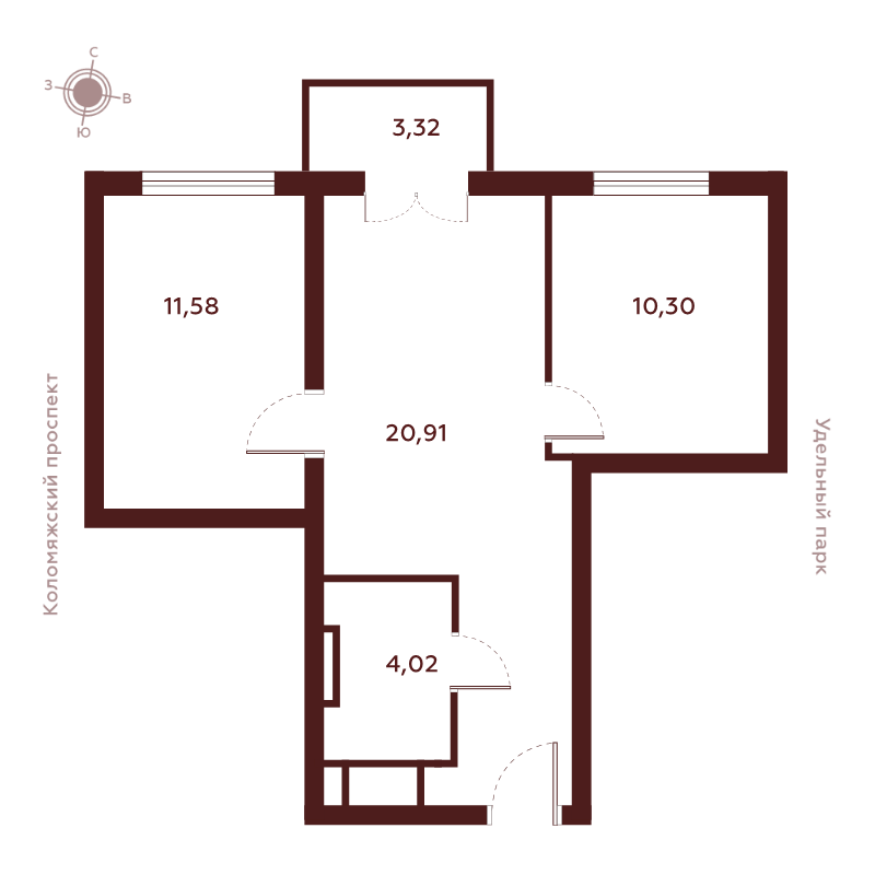3 ккв (Евро) 50,2 м²