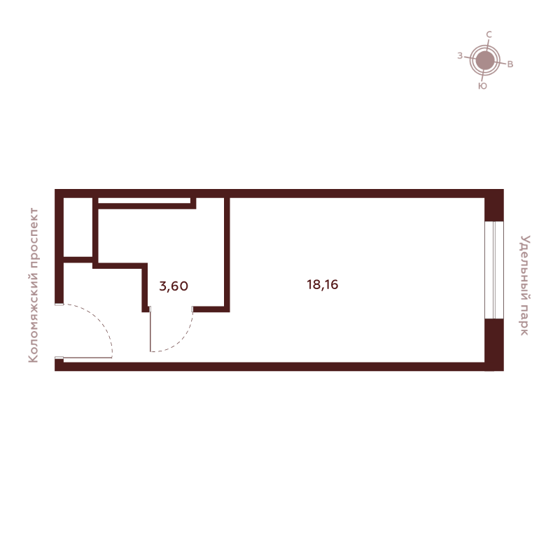 Студия 21,8 м²