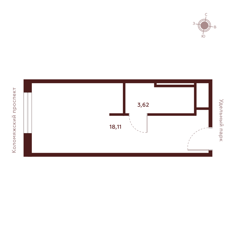 Студия 21,8 м²