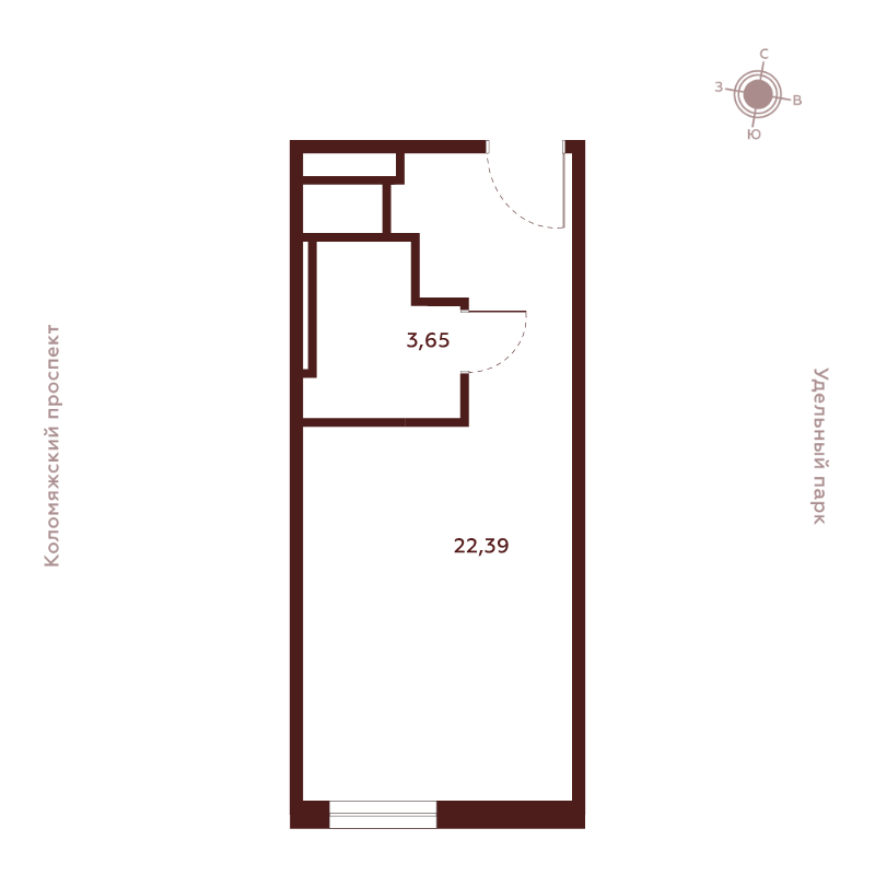 Студия 26,1 м²