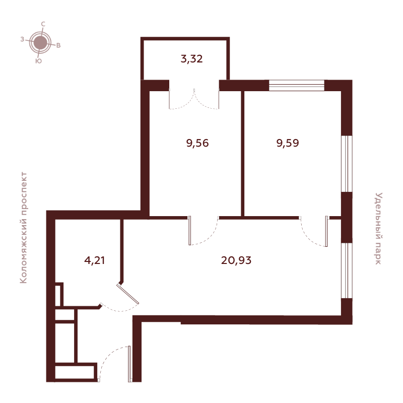 3 ккв (Евро) 47,4 м²