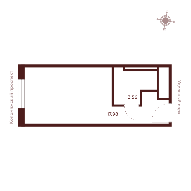 Студия 21,5 м²