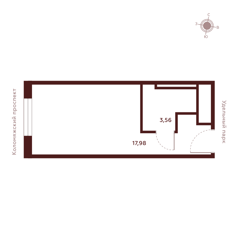 Студия 21,5 м²