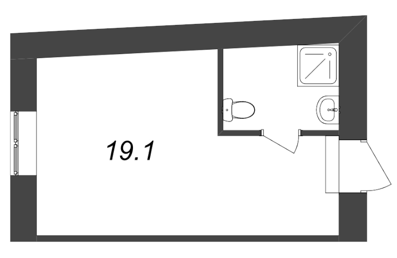 Студия 19,1 м²