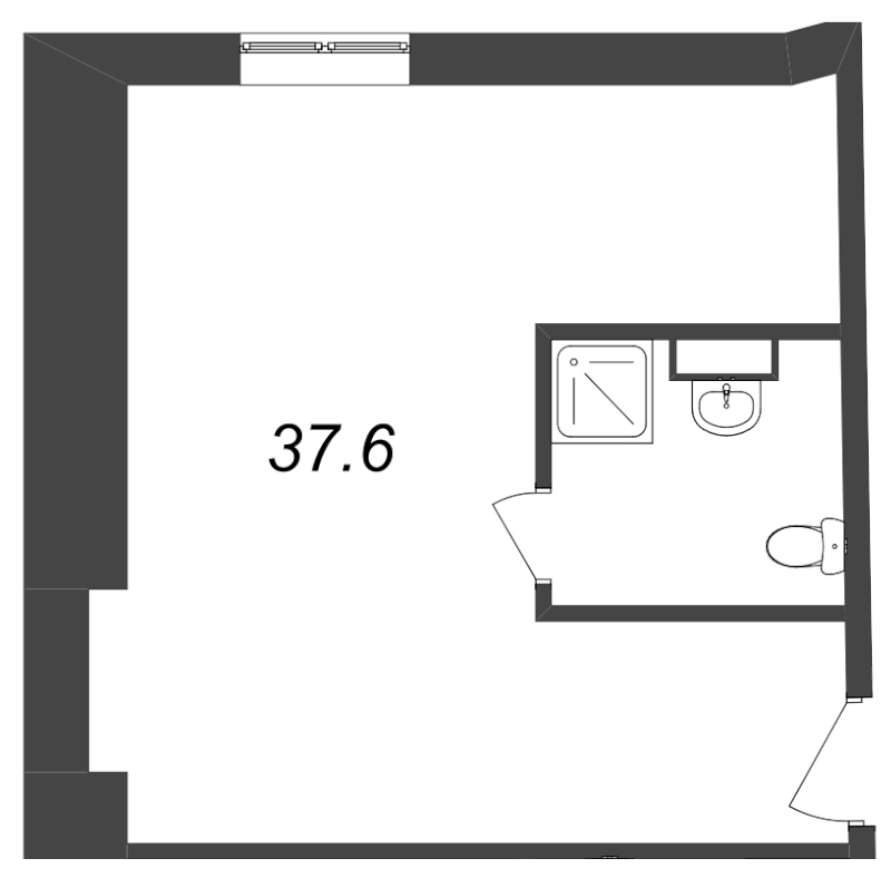 Студия 37,6 м²