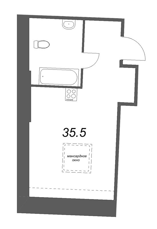 Студия 35,5 м²