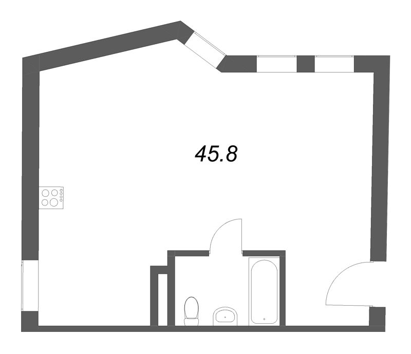 Студия 45,8 м²