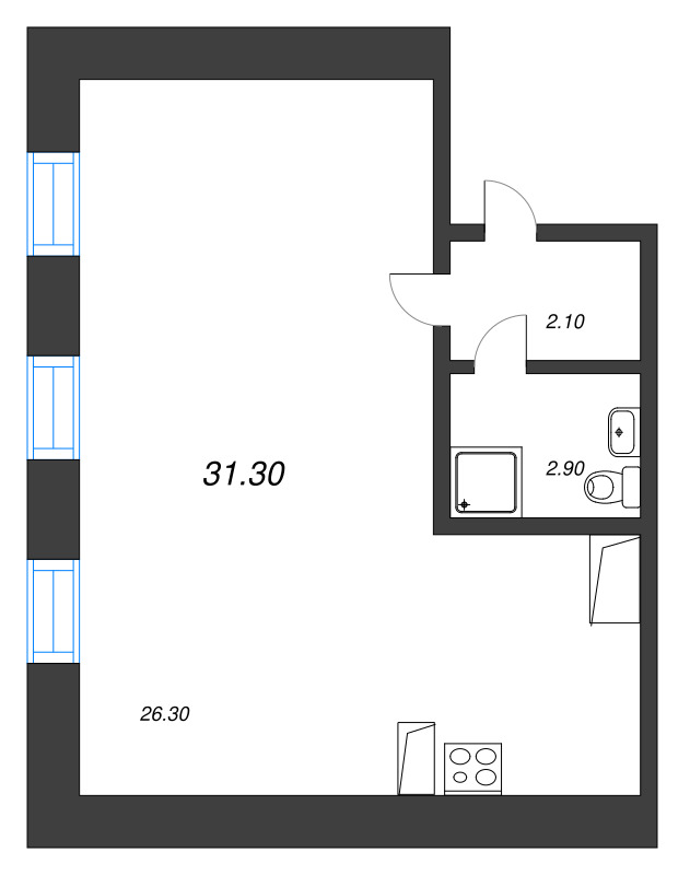 Студия 37,3 м²