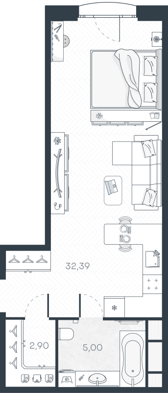 Студия 40,8 м²