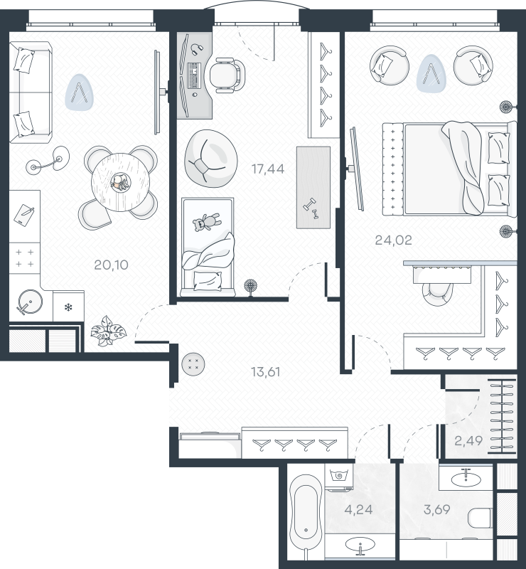 3 ккв (Евро) 86,3 м²
