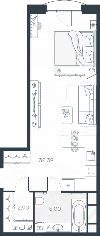 Студия 40,9 м²